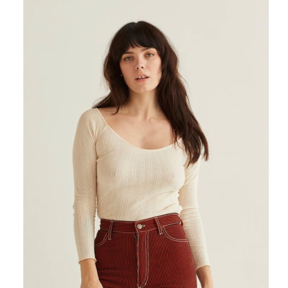 NWOT Lykke Wullf Swan Long Sleeve Top XS - cream